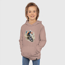 Толстовка детская хлопковая Велоспорт горный спуск, цвет: пыльно-розовый — фото 2