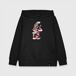 Толстовка детская хлопковая Карпы кои - японская графика, цвет: черный