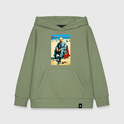 Толстовка детская хлопковая Великий вождь Ленин на пляже - Биарриц, цвет: авокадо