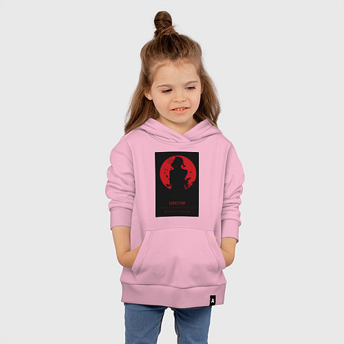Детская толстовка-худи Тёмный дворецкий Себастьян Михаэлис боец / Светло-розовый – фото 4