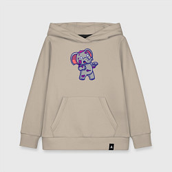Толстовка детская хлопковая Слонёнок зомби, цвет: миндальный