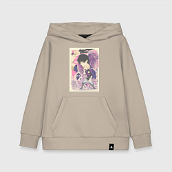 Толстовка детская хлопковая Магическая битва Тодзи Фусигуро сильнейший, цвет: миндальный