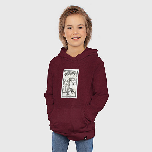 Детская толстовка-худи Девятые врата Open that which is closed Люцифер LC / Меланж-бордовый – фото 3