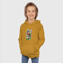 Толстовка детская хлопковая Расписной овсянковый кардинал, цвет: горчичный — фото 2