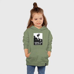 Толстовка детская хлопковая Тардис - я хочу верить, цвет: авокадо — фото 2