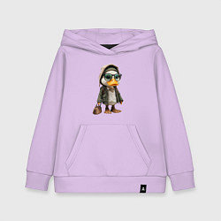 Толстовка детская хлопковая Утка с сумкой, цвет: лаванда