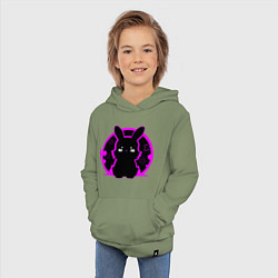 Толстовка детская хлопковая Зайка на черном фоне, цвет: авокадо — фото 2