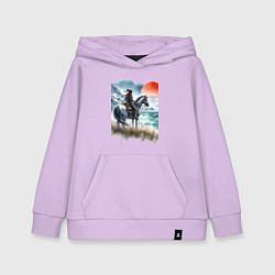 Толстовка детская хлопковая Японский самурай на коне - нейросеть, цвет: лаванда