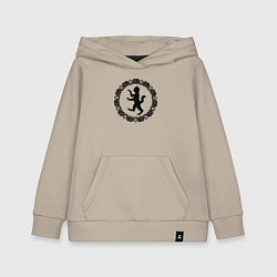 Толстовка детская хлопковая Окружённый змеями силуэт геральдического кота, цвет: миндальный