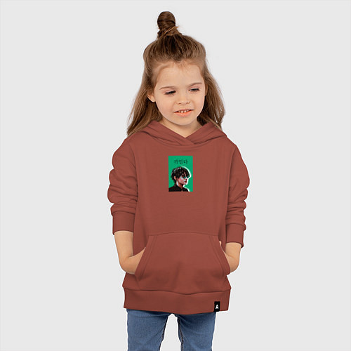 Детская толстовка-худи Техен зеленый / Кирпичный – фото 4