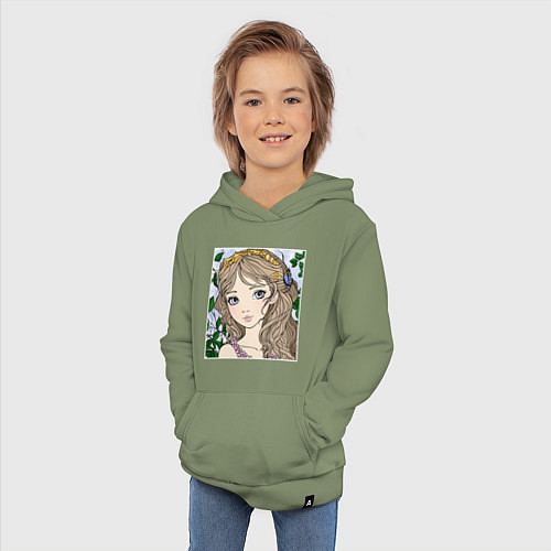 Детская толстовка-худи Лесная фея рисунок / Авокадо – фото 3