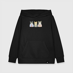 Толстовка детская хлопковая Деловые котики офисные, цвет: черный