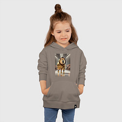 Толстовка детская хлопковая Капибара без лапки на модном показе в золоте, цвет: утренний латте — фото 2