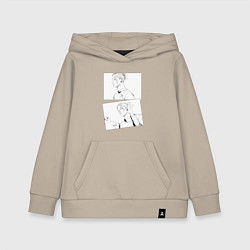 Толстовка детская хлопковая Эмоции Сугуру Гето - Магическая битва, цвет: миндальный