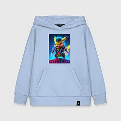 Толстовка детская хлопковая Cyberpunk - terrible Pikachu with claws, цвет: мягкое небо