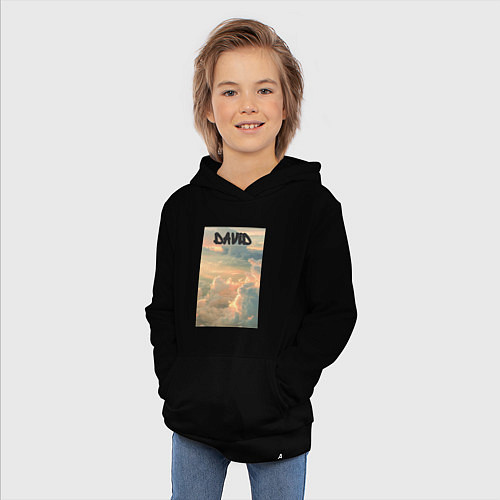 Детская толстовка-худи David облака / Черный – фото 3