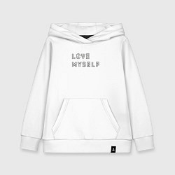 Толстовка детская хлопковая BTS love myself надпись, цвет: белый