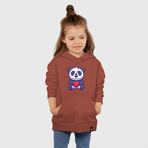Детская толстовка-худи Весёлая панда с сердцем / Кирпичный – фото 4