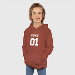 Толстовка детская хлопковая Футбольная надпись 01 принц, цвет: кирпичный — фото 2