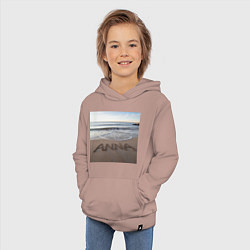 Толстовка детская хлопковая Имя Анна на песке, цвет: пыльно-розовый — фото 2