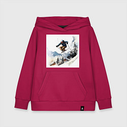 Толстовка детская хлопковая Лыжник на склоне, цвет: маджента