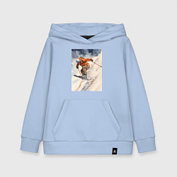 Толстовка детская хлопковая Горные лыжи спортсмен, цвет: мягкое небо