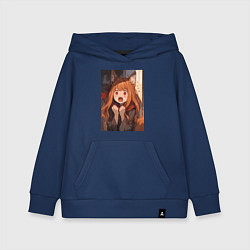 Толстовка детская хлопковая Волчица и пряности Холо удивление, цвет: тёмно-синий