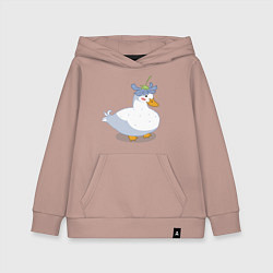 Толстовка детская хлопковая Милая уточка гусь с цветочком на голове, цвет: пыльно-розовый
