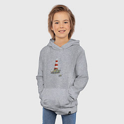 Толстовка детская хлопковая Маяк и чайки на берегу моря, цвет: меланж — фото 2