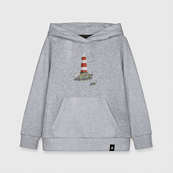 Толстовка детская хлопковая Маяк и чайки на берегу моря, цвет: меланж