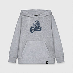 Толстовка детская хлопковая Такса байкер на мотоцикле чоппере, цвет: меланж