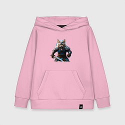 Толстовка детская хлопковая Кот викинг, цвет: светло-розовый