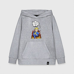 Толстовка детская хлопковая Vault boy in the fire, цвет: меланж