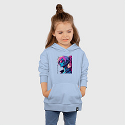 Толстовка детская хлопковая Cyber girl - pop art fantasy, цвет: мягкое небо — фото 2