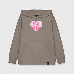 Толстовка детская хлопковая Летние фламинго, цвет: утренний латте