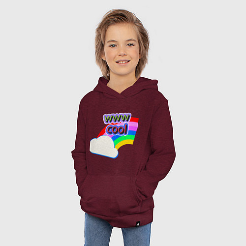 Детская толстовка-худи Rainbow Vibes / Меланж-бордовый – фото 3