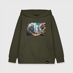 Толстовка детская хлопковая Планета фантастика, цвет: хаки