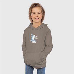 Толстовка детская хлопковая Акула на волнах, цвет: утренний латте — фото 2