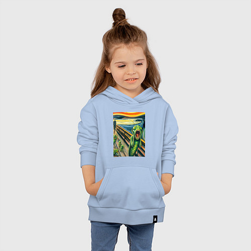 Детская толстовка-худи Кузнечик кричит на картине Эдварда Мунка - мем иск / Мягкое небо – фото 4