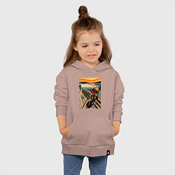 Толстовка детская хлопковая Муравей кричит на картине Эдварда Мунка - мем иску, цвет: пыльно-розовый — фото 2