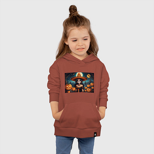 Детская толстовка-худи Страшилки ведьмочка / Кирпичный – фото 4