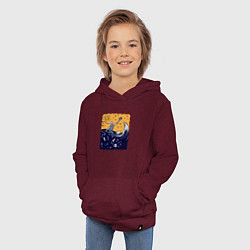Толстовка детская хлопковая Скелетик в море, цвет: меланж-бордовый — фото 2