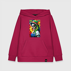 Толстовка детская хлопковая Girl witch - pop art, цвет: маджента