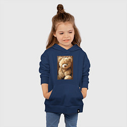Толстовка детская хлопковая Игрушечный большой медвежонок, цвет: тёмно-синий — фото 2