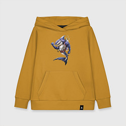 Толстовка детская хлопковая Акула - крутой ныряльщик, цвет: горчичный