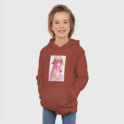 Детская толстовка-худи Genshin Impact Яэ Мико / Кирпичный – фото 3