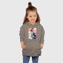 Толстовка детская хлопковая Дандадан: Момо Аясэ, цвет: утренний латте — фото 2