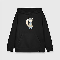 Толстовка детская хлопковая Лиса в пальто, цвет: черный