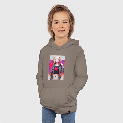 Детская толстовка-худи Аниме девочка сердце / Утренний латте – фото 3