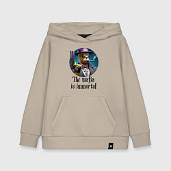 Толстовка детская хлопковая Гомер Симпсон с пистолетом - мафия бессмертна, цвет: миндальный